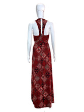 Load image into Gallery viewer, 1970&#39;s Red and Black Patchwork Print Dress Size S
