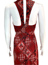 Load image into Gallery viewer, 1970&#39;s Red and Black Patchwork Print Dress Size S
