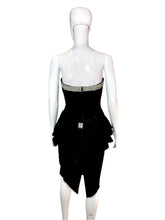 Load image into Gallery viewer, 1980&#39;s Black Velvet and Rhinestone Lillie Rubin Cocktail Dress Size S
