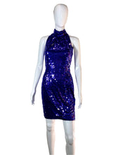 Load image into Gallery viewer, 1990&#39;s Purple Sequin Cocktail Dress Size S
