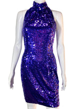 Load image into Gallery viewer, 1990&#39;s Purple Sequin Cocktail Dress Size S
