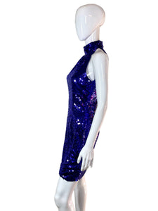 1990's Purple Sequin Cocktail Dress Size S