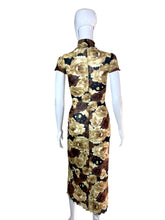 Load image into Gallery viewer, 1990&#39;s Brown and Tan Rose Floral Dress Size XS
