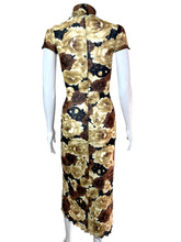 Load image into Gallery viewer, 1990&#39;s Brown and Tan Rose Floral Dress Size XS
