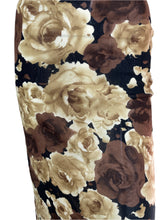 Load image into Gallery viewer, 1990&#39;s Brown and Tan Rose Floral Dress Size XS
