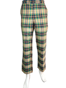 1970's Plaid Linen Pants Size 36W