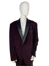 Load image into Gallery viewer, 1980&#39;s Maroon Velvet Dinner Jacket Size 48R
