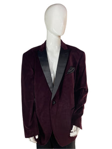 1980's Maroon Velvet Dinner Jacket Size 48R