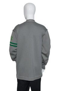 1968 Gray and Green Wool Letterman's Sweater - Size L