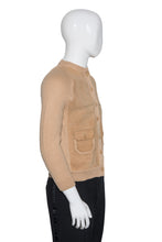 Load image into Gallery viewer, 1970&#39;s Tan Italian Wool &amp; Suede Cardigan - Size S/M
