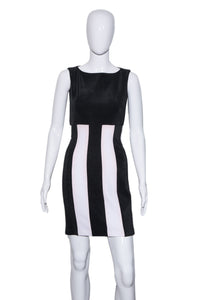 1990's Black and White Striped Joseph Ribkoff Cocktail Dress - Size S