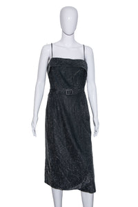 1950's Black and Silver Lurex Cocktail Dress - Size S/M