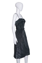 Load image into Gallery viewer, 1950&#39;s Black and Silver Lurex Cocktail Dress - Size S/M
