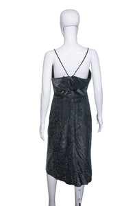 1950's Black and Silver Lurex Cocktail Dress - Size S/M