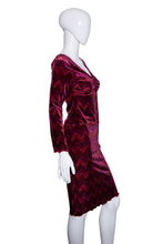 Load image into Gallery viewer, 1990&#39;s Maroon Chevron Striped Velvet Duo - Size S
