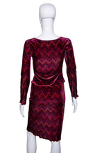 Load image into Gallery viewer, 1990&#39;s Maroon Chevron Striped Velvet Duo - Size S
