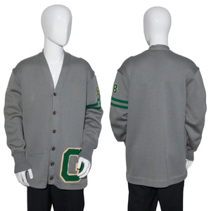 1968 Gray and Green Wool Letterman's Sweater - Size L