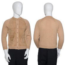 Load image into Gallery viewer, 1970&#39;s Tan Italian Wool &amp; Suede Cardigan - Size S/M
