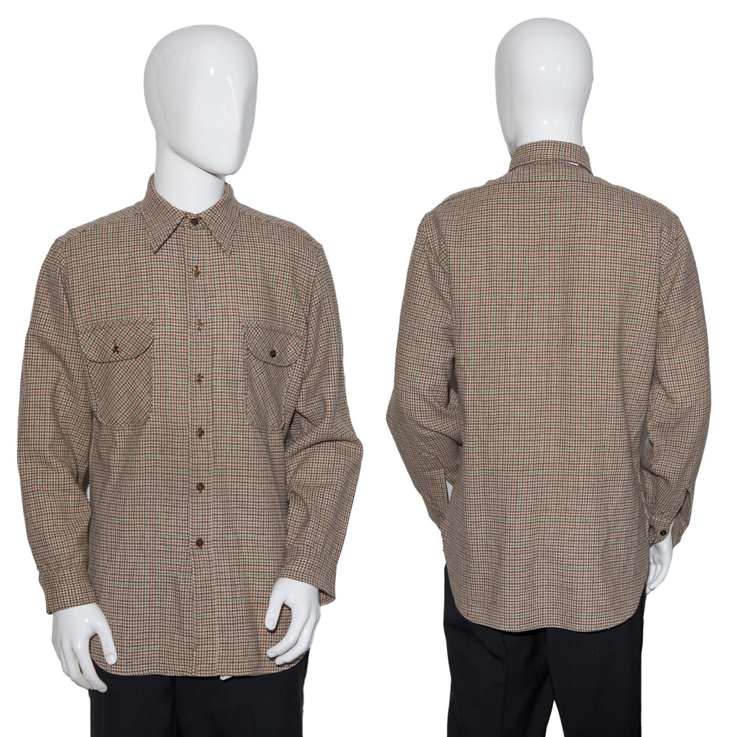 1960's Beige Plaid Wool Pendleton - Size L