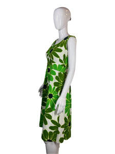 1960's Green Daisy Day Dress Size M