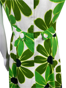 1960's Green Daisy Day Dress Size M