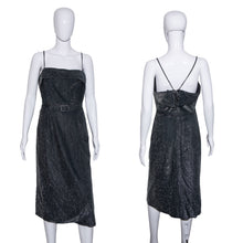 Load image into Gallery viewer, 1950&#39;s Black and Silver Lurex Cocktail Dress - Size S/M
