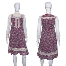 Load image into Gallery viewer, 1970&#39;s Purple Floral Hippie Prairie Dress - Size S
