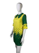 Load image into Gallery viewer, 1960&#39;s Yellow and Green Colorblock Embroidered Mini Dress SIze S
