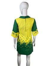 Load image into Gallery viewer, 1960&#39;s Yellow and Green Colorblock Embroidered Mini Dress SIze S
