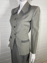 Load image into Gallery viewer, 1940&#39;s Two Tone Gray Switzer&#39;s Skirt Suit Size S
