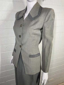 1940's Two Tone Gray Switzer's Skirt Suit Size S