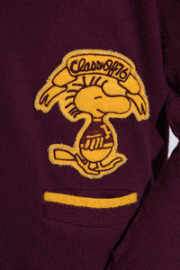 1970's Maroon and Gold Peanuts Letterman Sweater - Size S