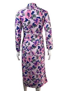 1960's lavender Floral Cheongsam Dress Size S