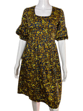 Load image into Gallery viewer, 1960&#39;s Navy and Yellow Floral Dress Size S
