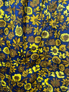 1960's Navy and Yellow Floral Dress Size S