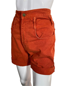 1990's Orange Denim Shorts Waist 27"