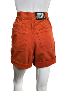 1990's Orange Denim Shorts Waist 27"