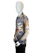 Load image into Gallery viewer, 1970&#39;s Leaves Disco Shirt Size S/M
