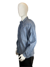 Load image into Gallery viewer, 1980&#39;s Chambray  &amp; Silver Western Horse Shirt Size L
