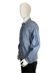 1980's Chambray  & Silver Western Horse Shirt Size L