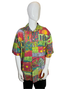 1990's Colorful Abstract Button Up Shirt Size XL