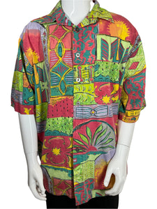 1990's Colorful Abstract Button Up Shirt Size XL