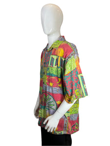 1990's Colorful Abstract Button Up Shirt Size XL