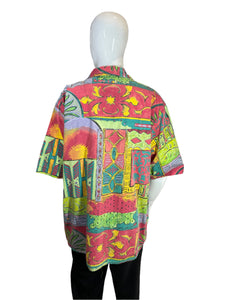 1990's Colorful Abstract Button Up Shirt Size XL