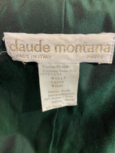 Load image into Gallery viewer, Close-up of a fabric garment with a sewn-on label reading "claude montana"
