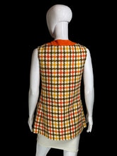 Load image into Gallery viewer, 1960s Orange Green and Yellow Houndstooth Vest – Size M
