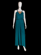 Load image into Gallery viewer, Algo teal macrame bust jumpsuit on a mannequin.
