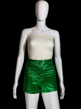 Load image into Gallery viewer, 2000s JC JQ Metallic Green High Rise Hot Pants – Size S
