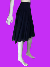 Load image into Gallery viewer, 2000s Lauren Ralph Lauren Navy Pleated Silk Chiffon Midi Skirt – Size XXL
