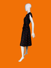 Load image into Gallery viewer, 1940s Cherry Embroidered Taffeta Dress with Belt – Size M
